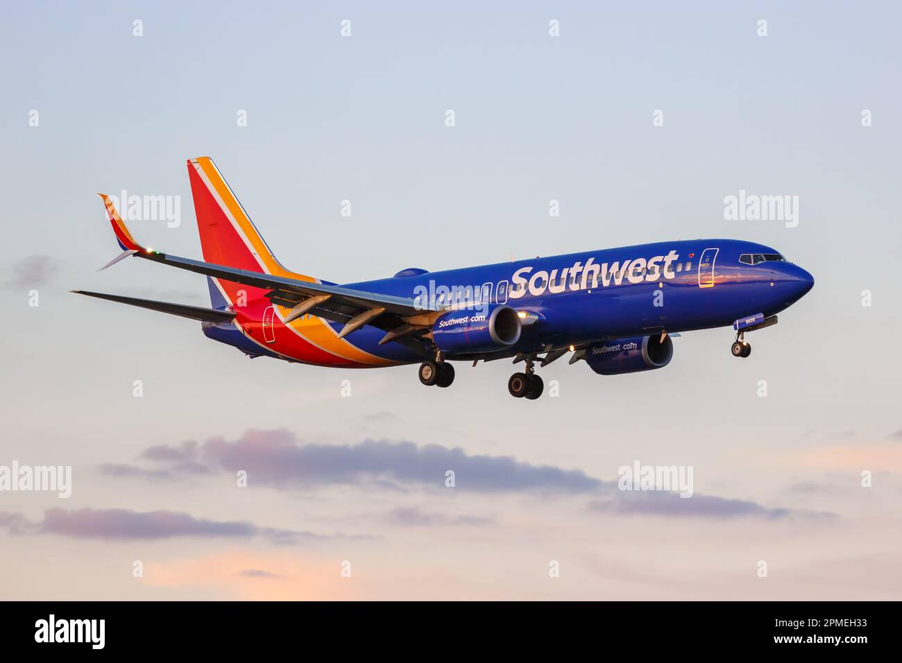 Dallas, United States – November 9, 2022: Southwest Boeing 737-800 airplane at Dallas Love Field airport (DAL) in the United States. Stock Photo