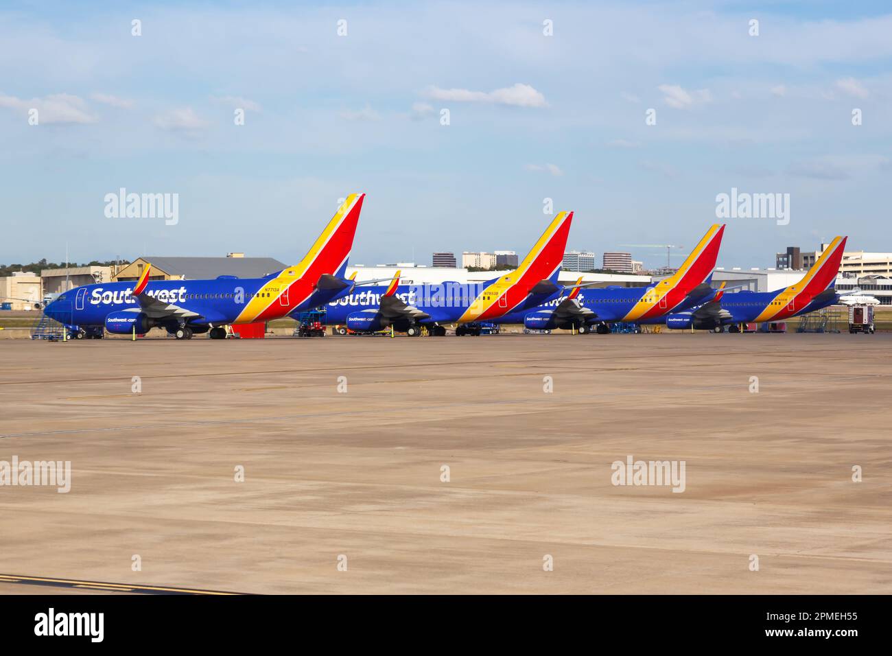 Dallas, United States – November 9, 2022: Southwest Airlines Boeing 737 airplanes at Dallas Love Field airport (DAL) in the United States. Stock Photo