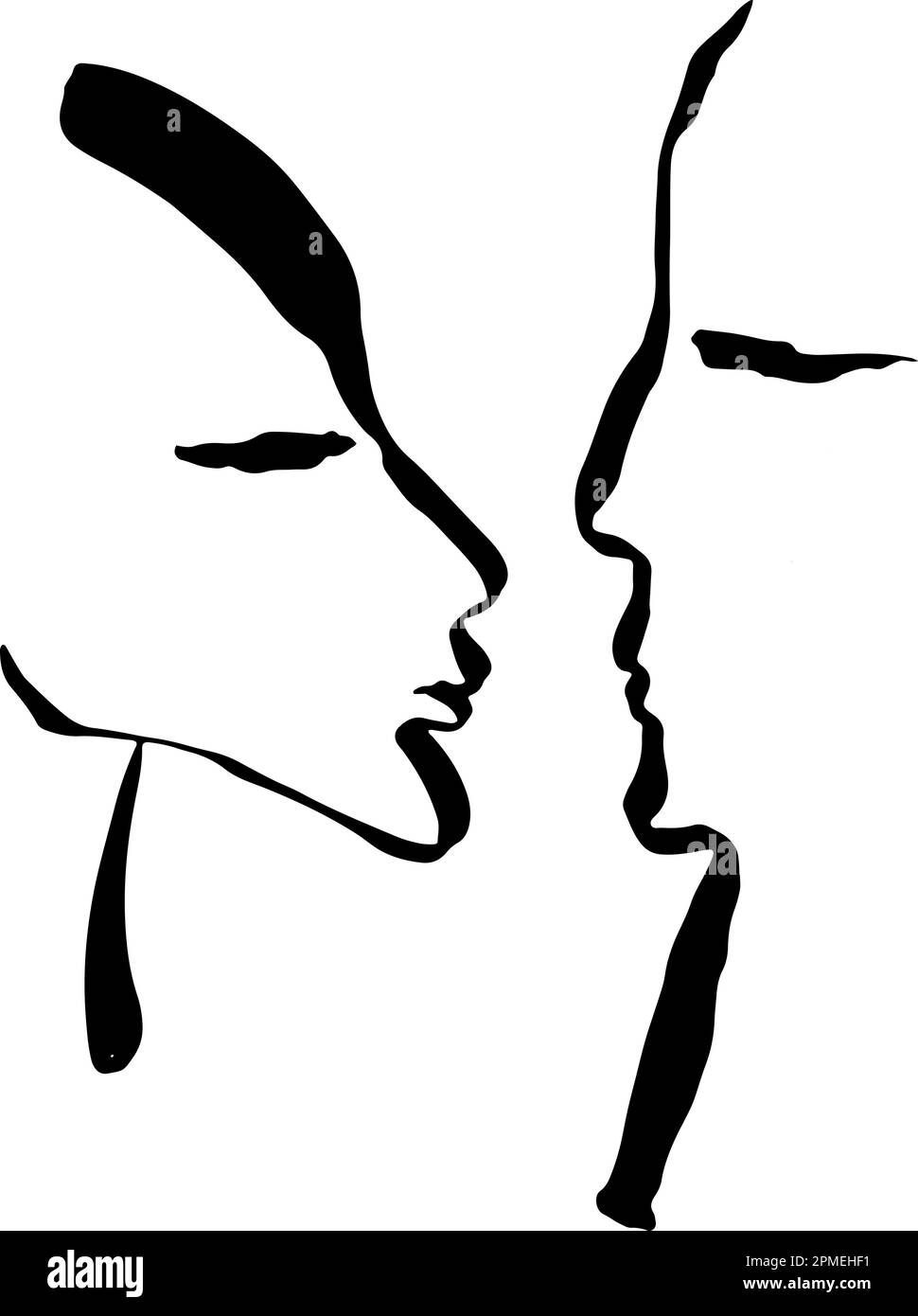 Pair of Brush Contour Profiles of Human Faces Stock Vector Image & Art ...