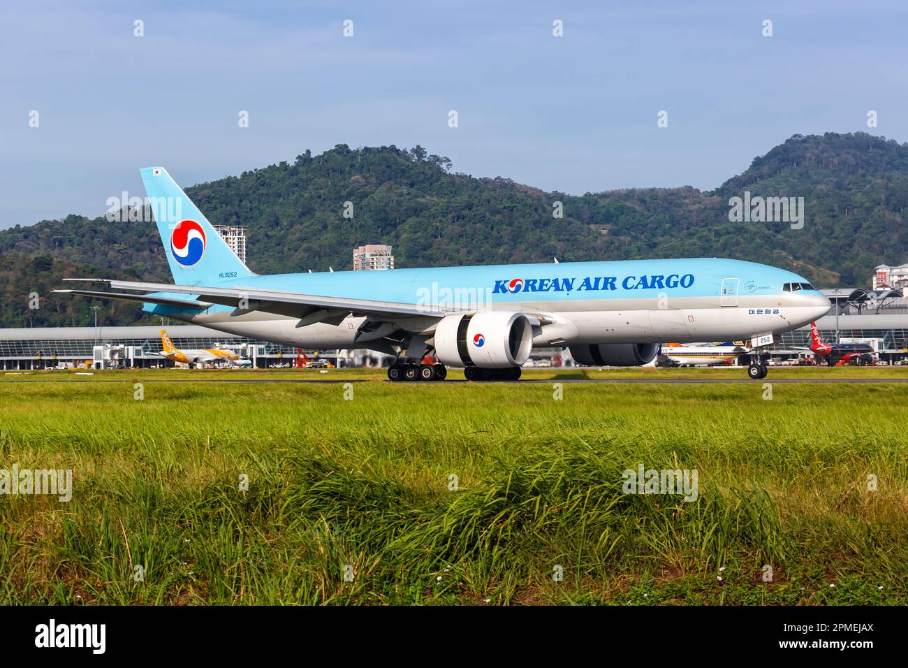 Penang, Malaysia February 8, 2023 Korean Air Cargo Boeing 777F