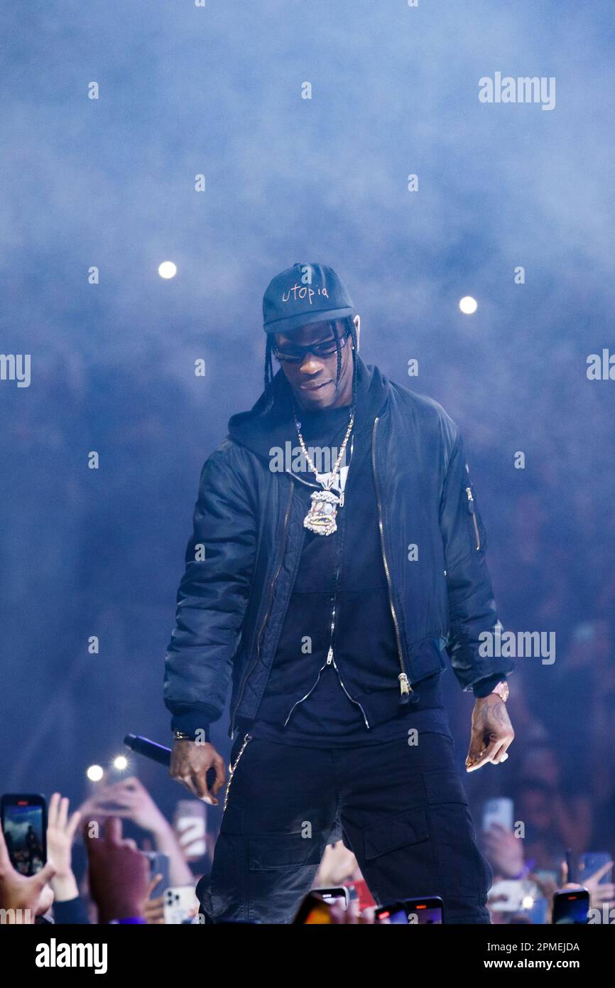 Rapper Travis Scott performing on stage as a guest on NAV's Never Sleep tour in Toronto Stock Photo