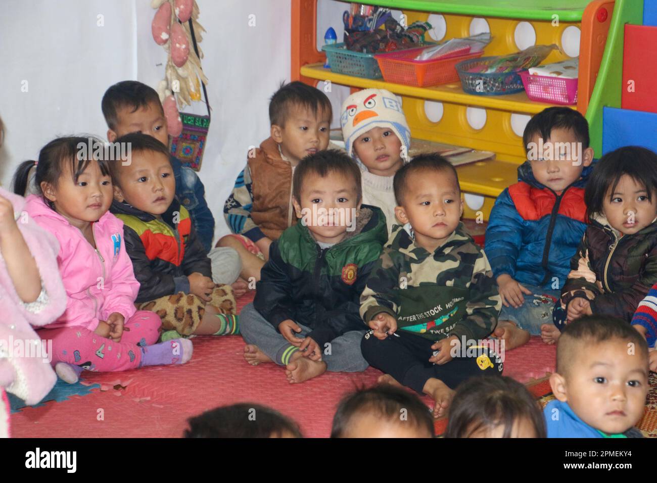 Vietnamese preschool children in kindergarten Photographed in Sa Pa, Northwestern Vietnam Stock Photo