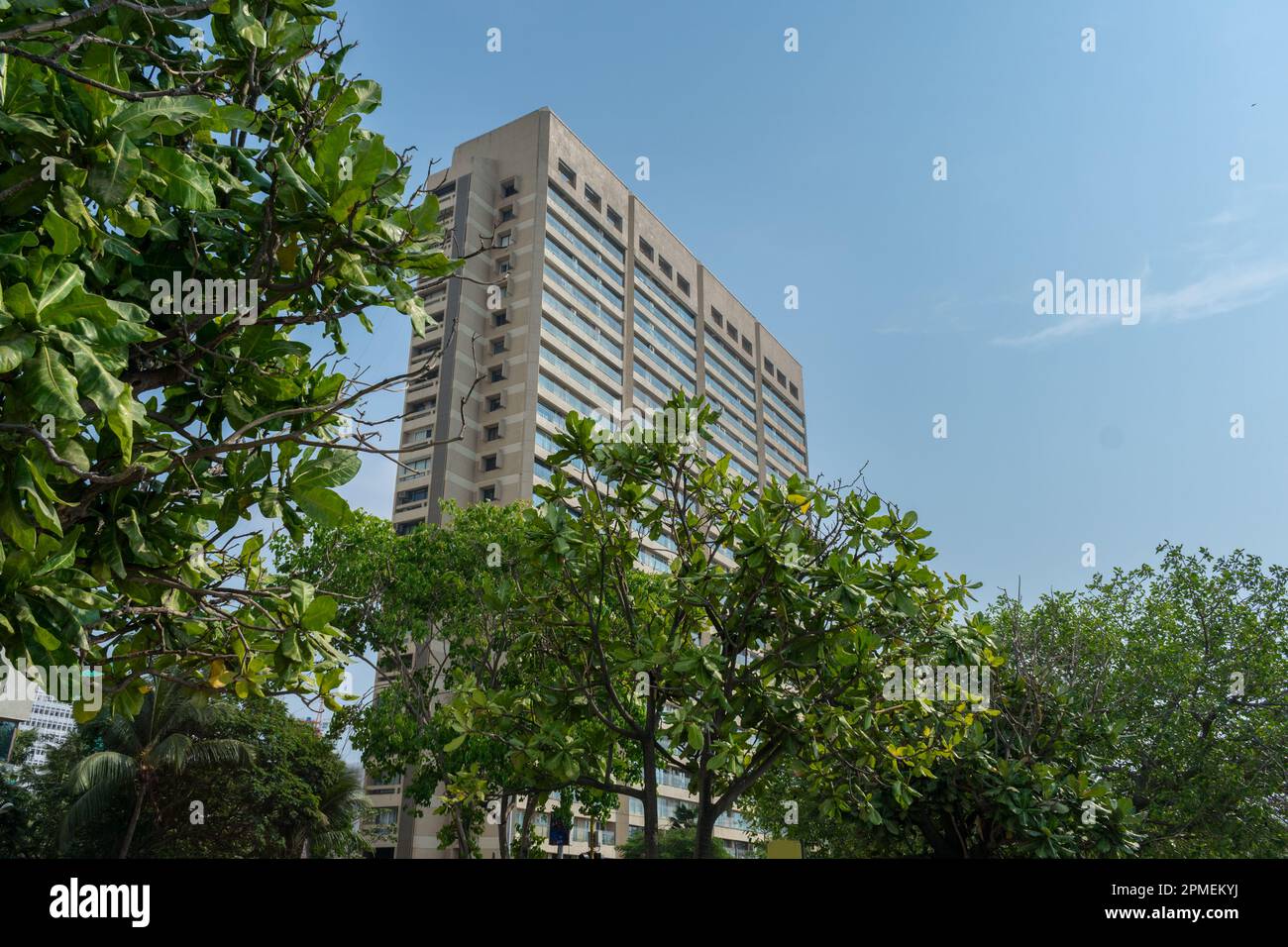The exterior of the iconic N.C.P.A. Apartments Building at Nariman