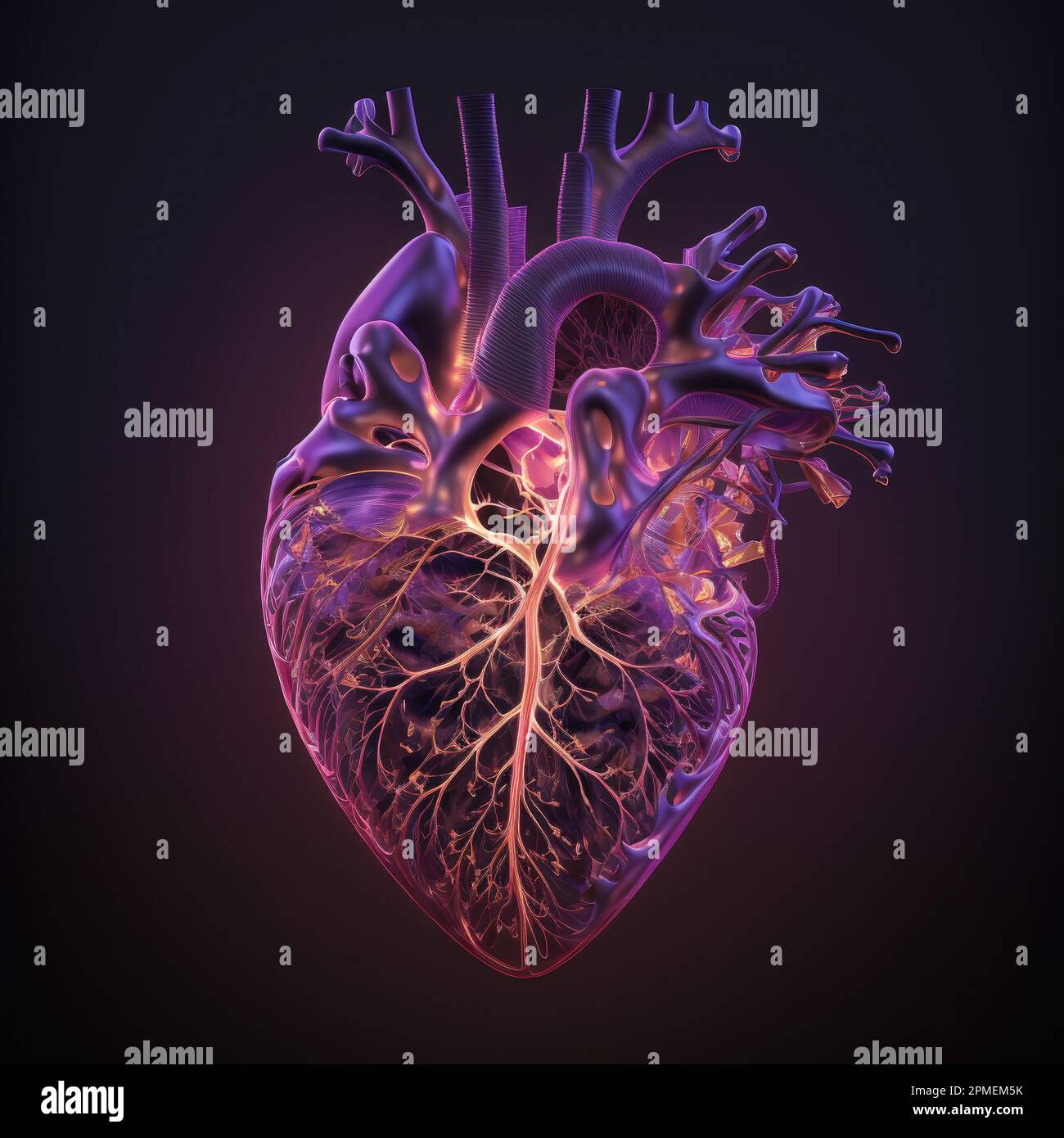 human heart anatomy model, digital x-ray style Stock Photo - Alamy