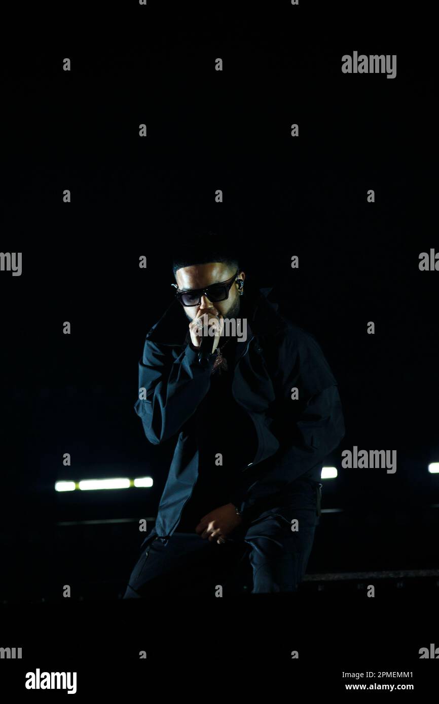 Torontoborn rapper NAV performing on stage at Scotiabank Arena in