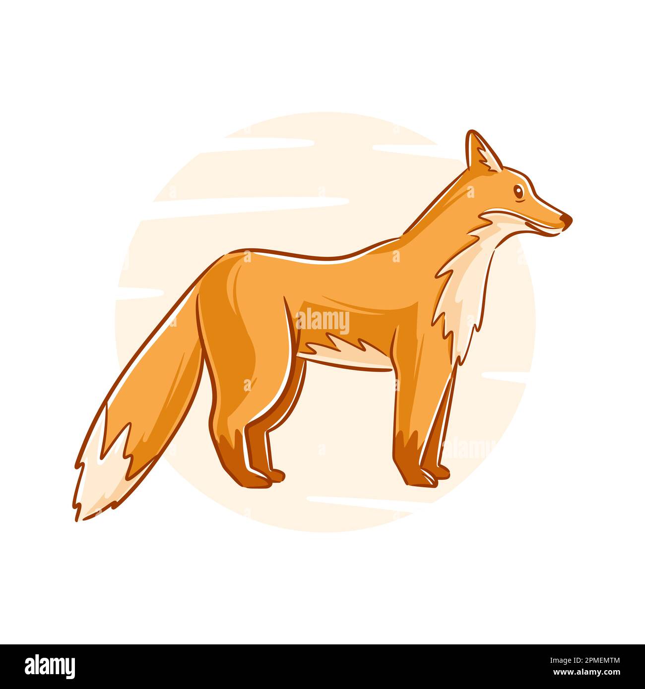 Vector hand drawn fox cartoon character Stock Vector