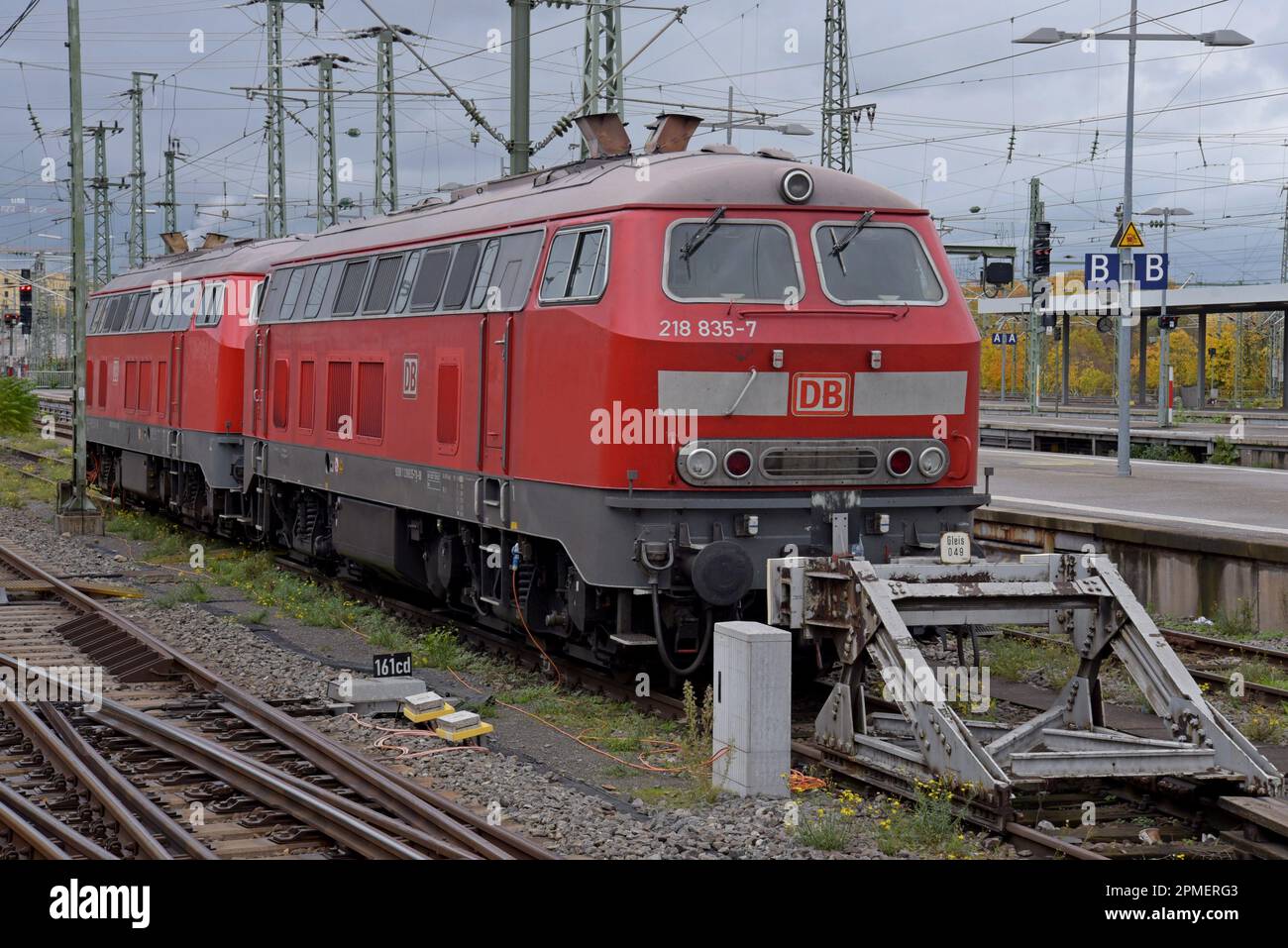 A Deutsche Bahn diesel locomotive at Stuttgart Railway Station, Germany ...