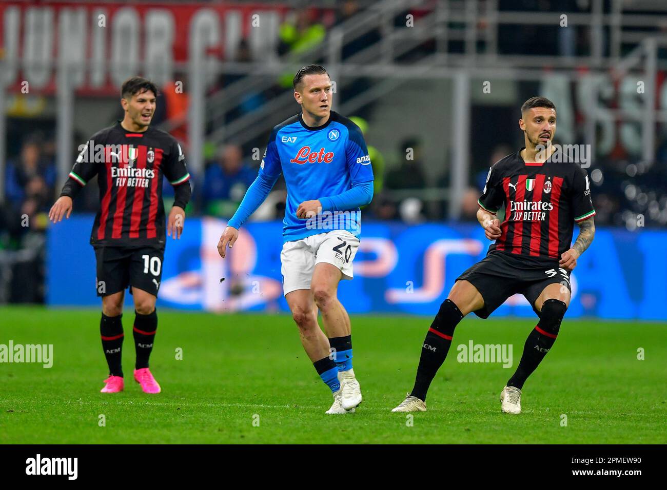 Milano, Italy. 12th Apr, 2023. Piotr Zielinski (20) of Napoli seen ...