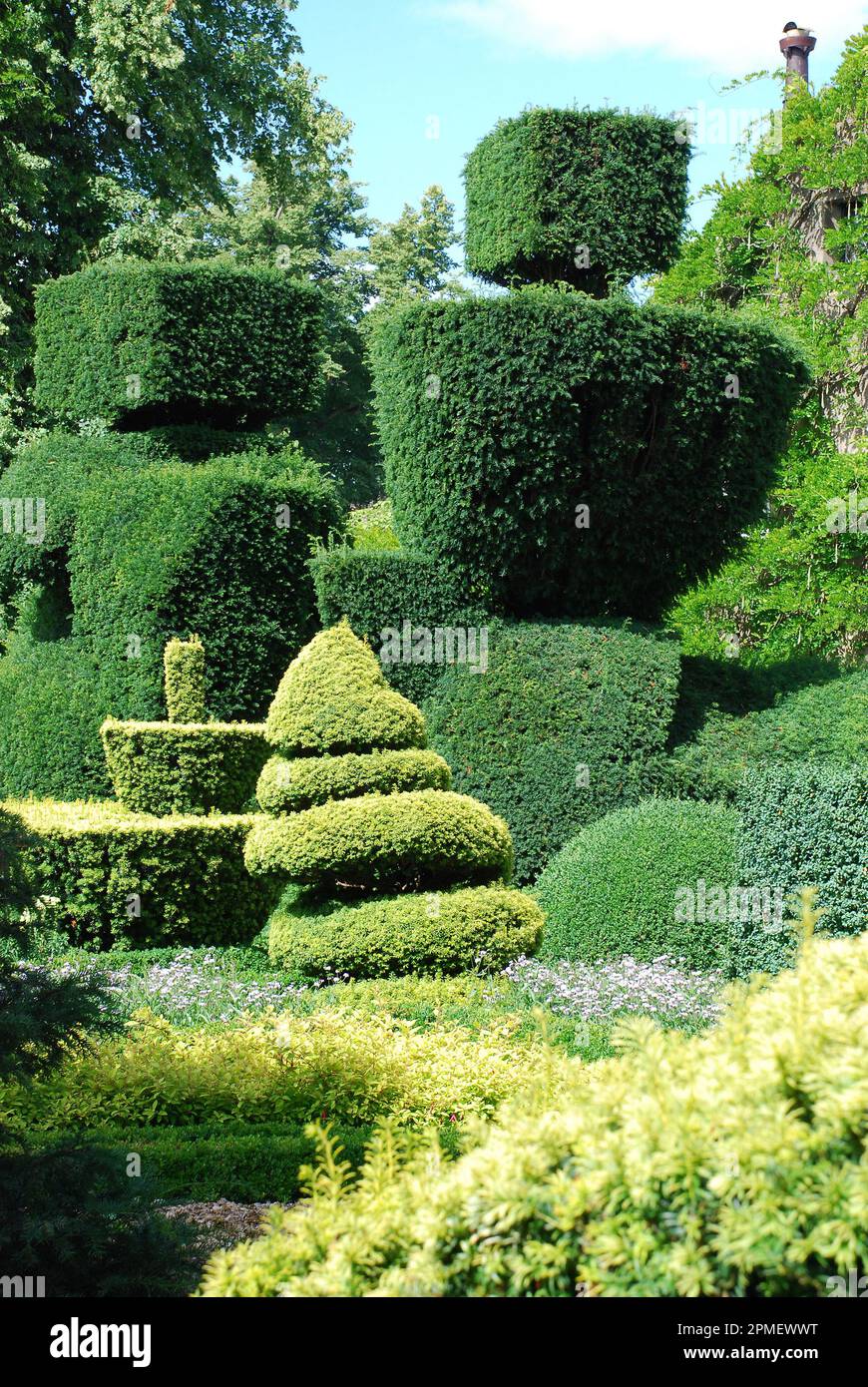 Levens Hall , famous for its very old topiary gardens and hosting the Chilli Festival in 2010. Stock Photo