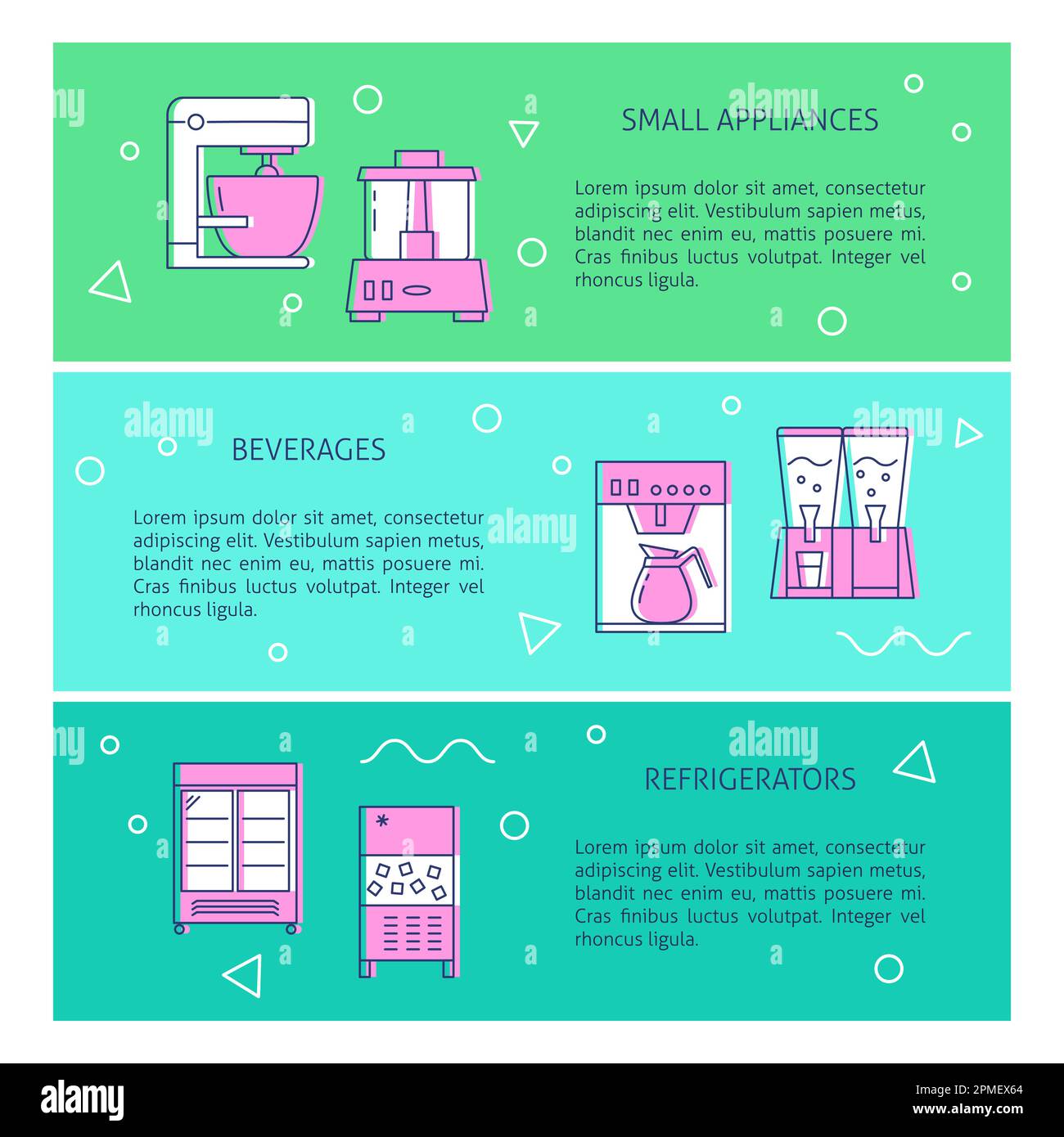 Kitchen appliances concept flyer templates in line style with place for