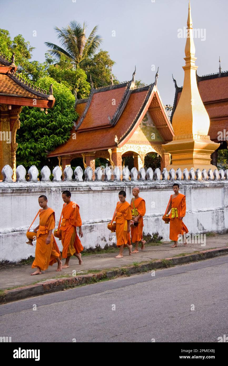 Young buddhist monks in Luang Prabang. Laos Stock Photo