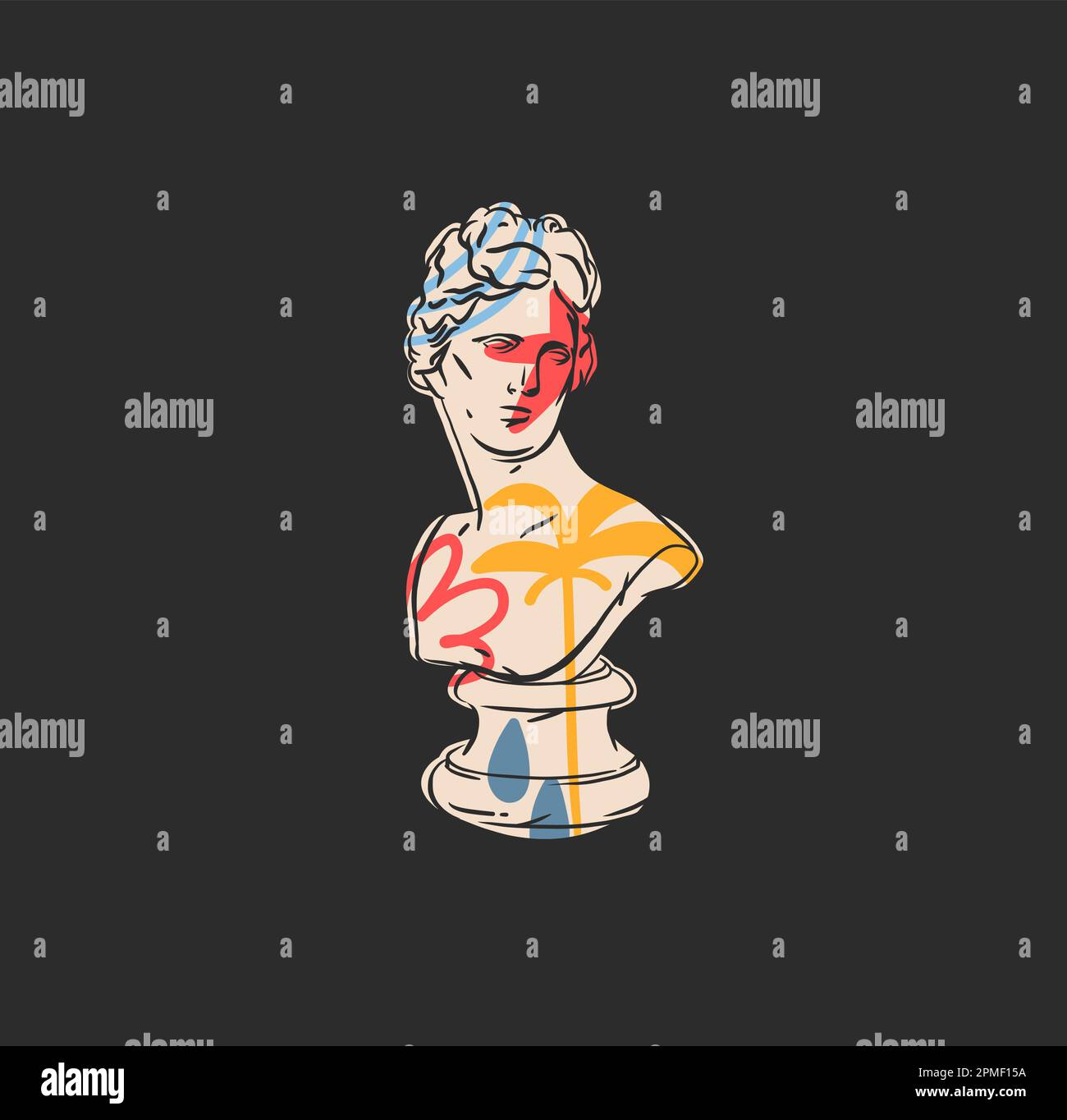 Hand drawn vector abstract outline,graphic,contemporary art greek