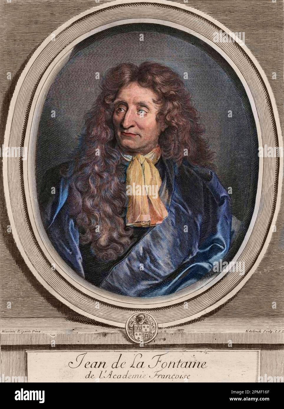 Portrait of Jean de La Fontaine, from the book 'Les hommes illustres',  by Charles Perrault Stock Photo