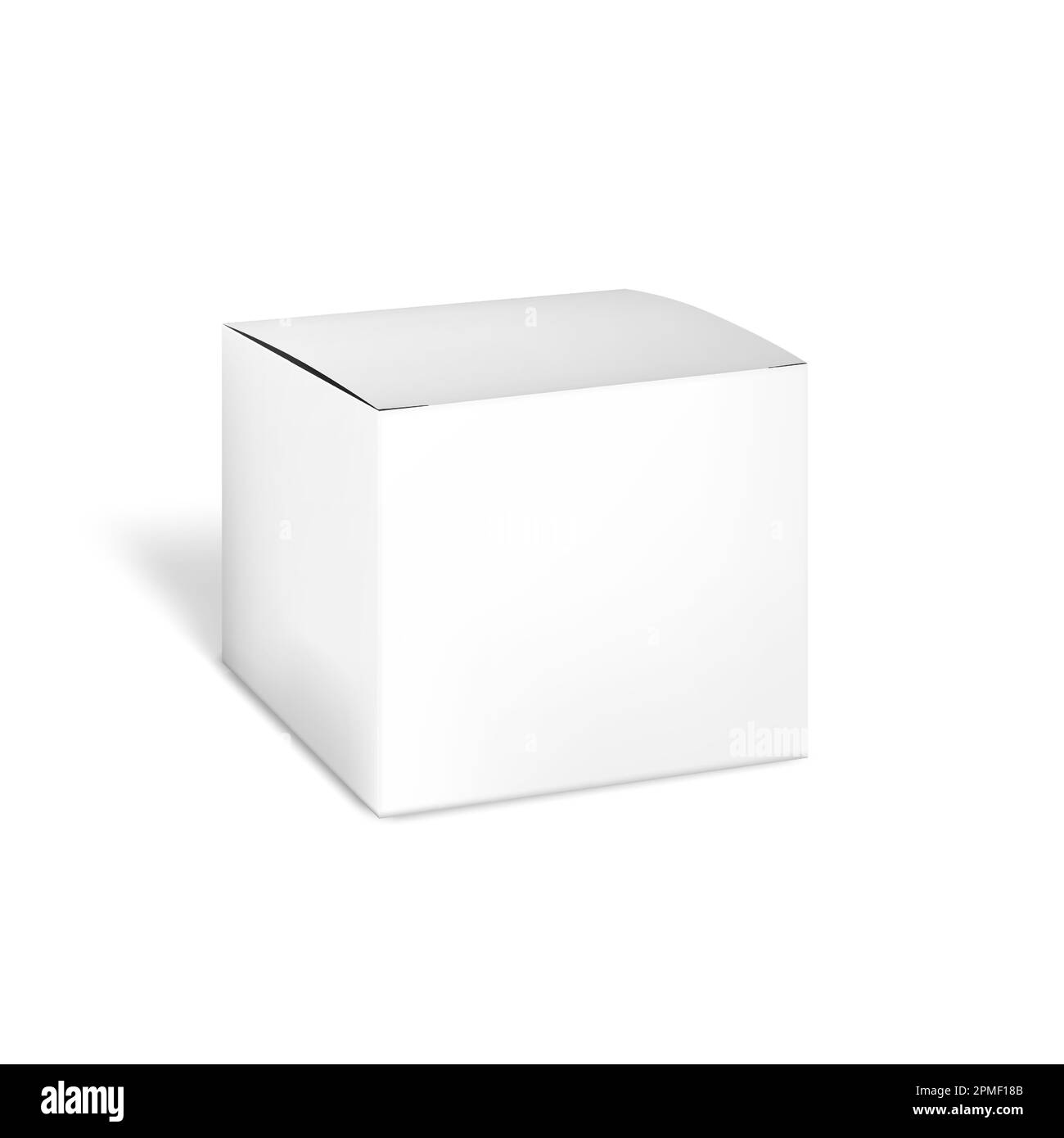 Blank white square carton box, realistic vector mockup. Paper packaging