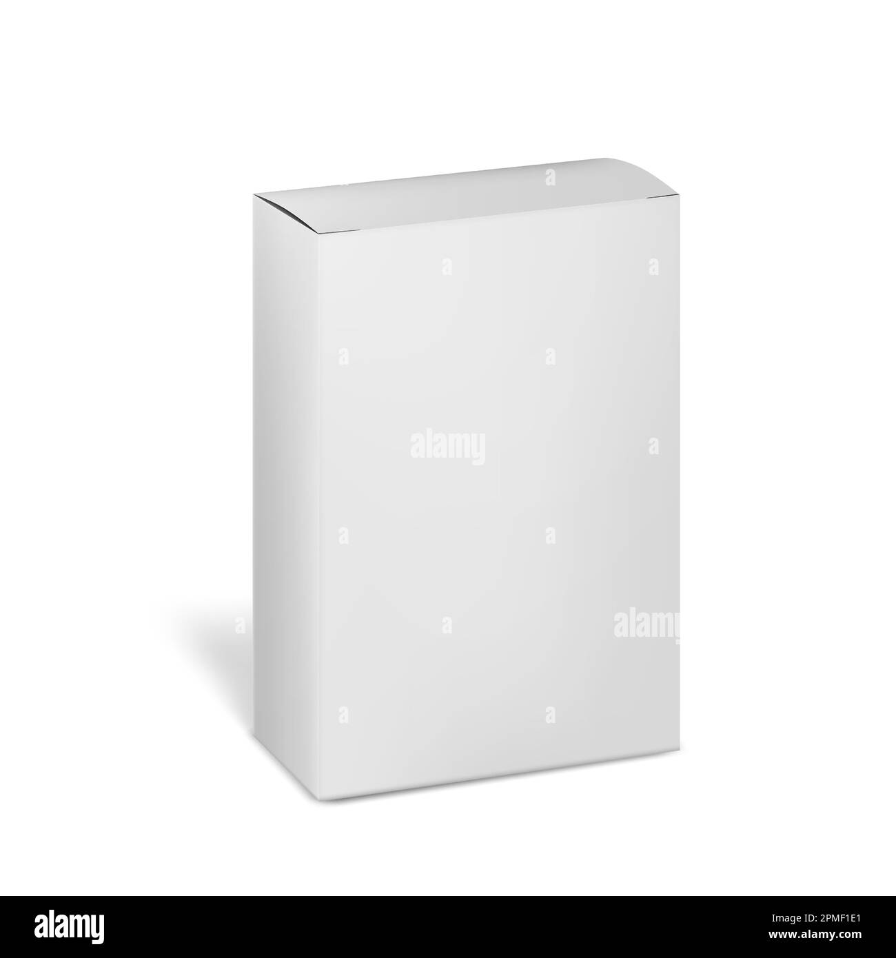 Blank rectangular paperboard box isolated on white background, vector mockup. Cardboard