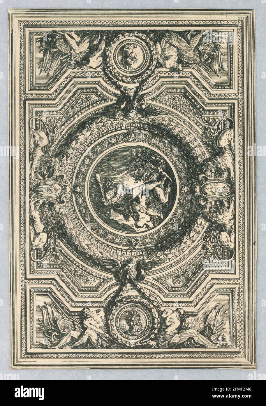 Print, Ceiling, from 'Plafonds Modernes'; Print Maker: Jean Le Pautre (French, 1618–1682); etching on paper; 12.9 × 18.8 cm (5 1/16 × 7 3/8 in.) Stock Photo