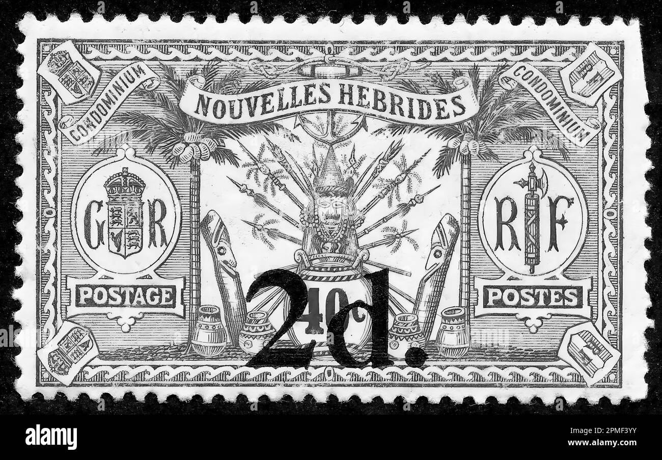 Stamp print in Nouvelles Hebrides, French ,1920 Stock Photo Alamy