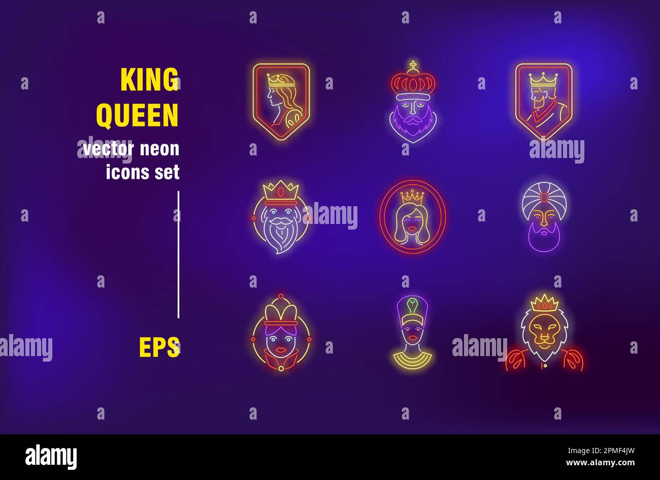Kings and queens neon signs set Stock Vector Image & Art Alamy