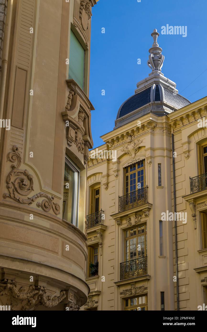 Facade of Belle Epoque residential building, Gambetta quarter, Nice, French Riviera, Cote d'Azur, France, Europe Stock Photo