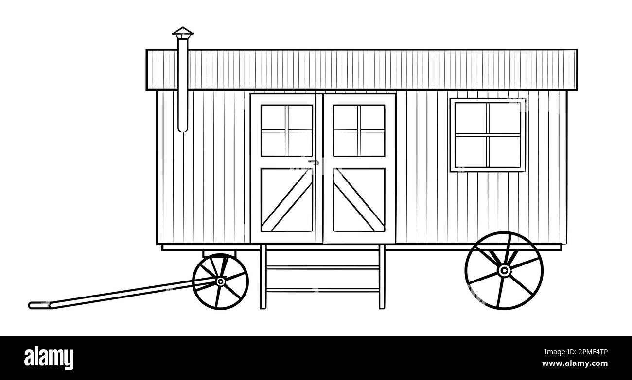 Classic shepherds hut - vector stock illustration of a mobile cottage Stock Vector