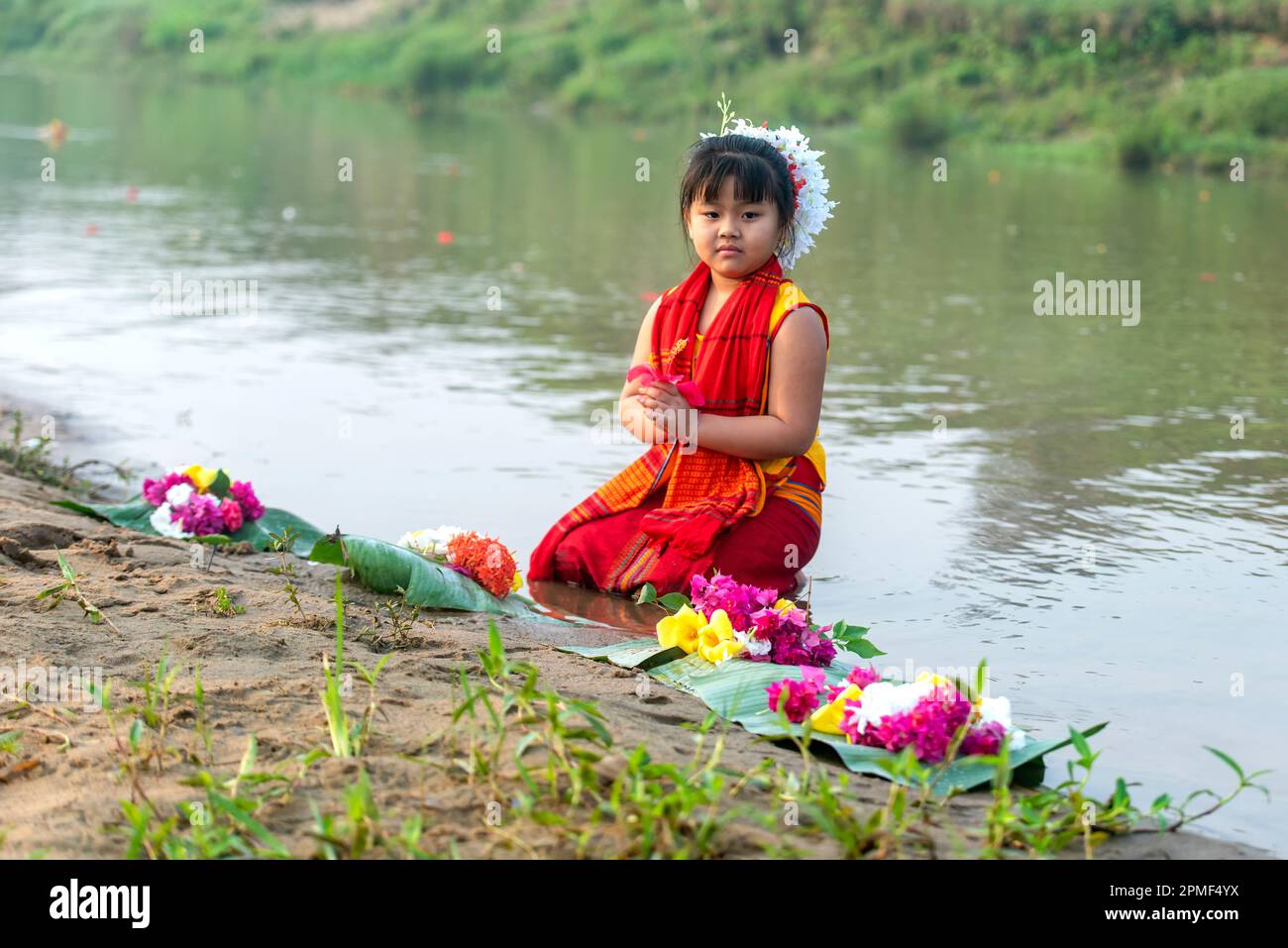 The indigenous people of Chittagong Hill Tracts are in a festive mood to welcome the Biju, Baisu, Bishu, Bihu and Sangrai & Bangla New Year Stock Photo