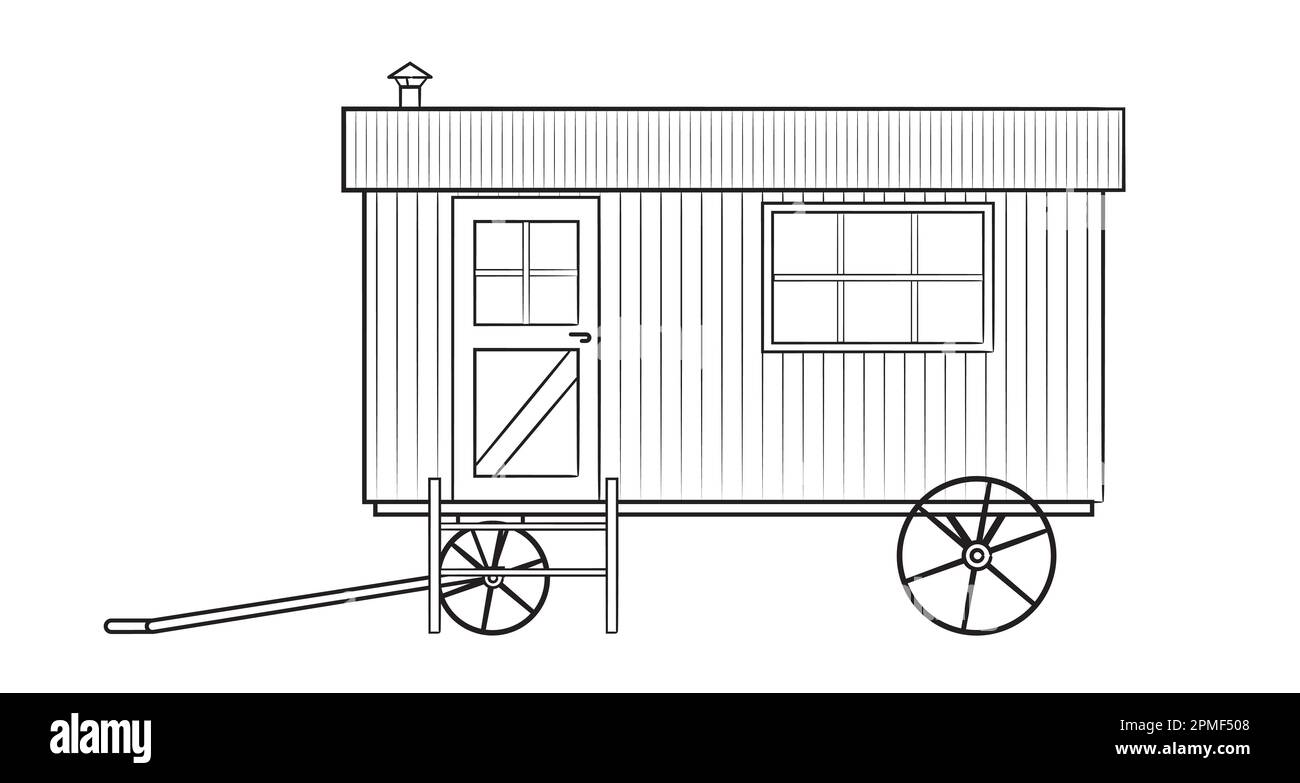 Classic shepherds hut - vector stock illustration of a mobile cottage Stock Vector