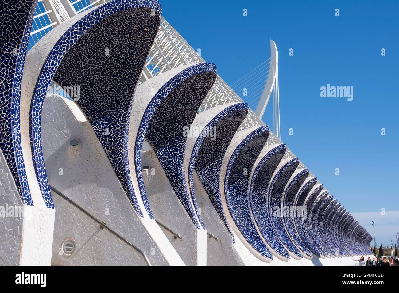Spain, Valencia, City of Arts and Sciences (Ciudad de las Artes y las Ciencias), cultural complex designed by architect Santiago Calatrava, Umbracle (public garden) Stock Photo