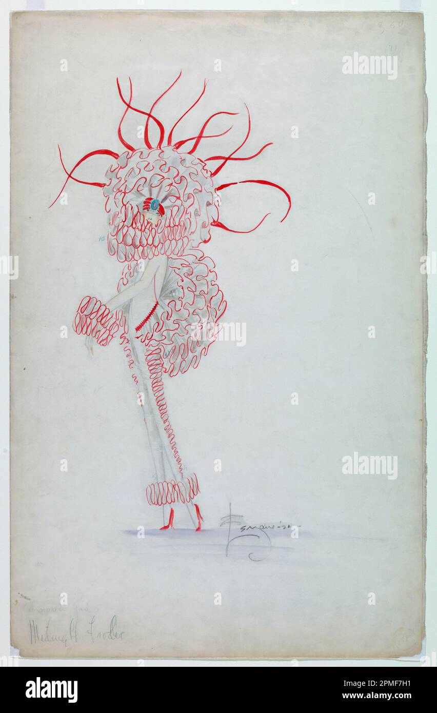 Drawing Costume Design: Carnation Girls Midnight Frolic for Ziegfeld Drawing Costume Design: Carnation Girls Midnight Frolic for Ziegfeld