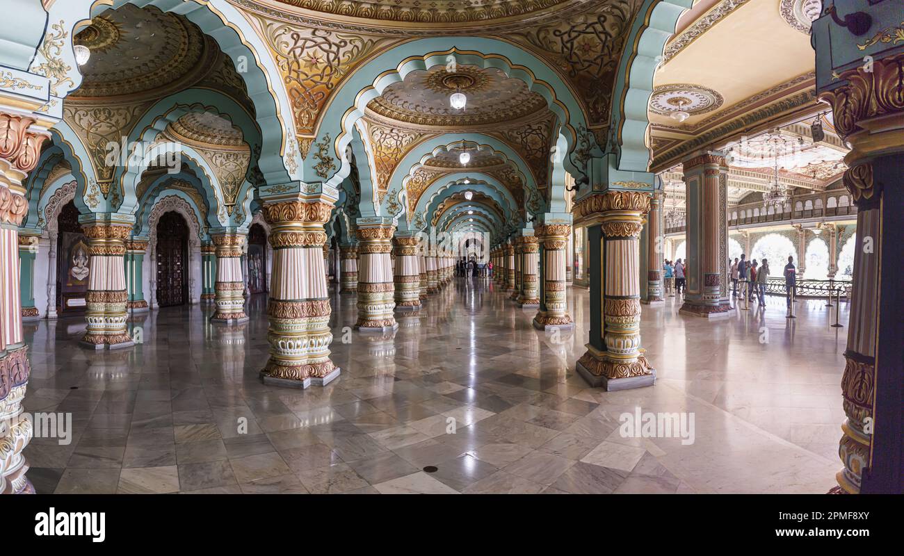 India, Karnataka, Mysore, Mysore Palace, public Durbar Stock Photo