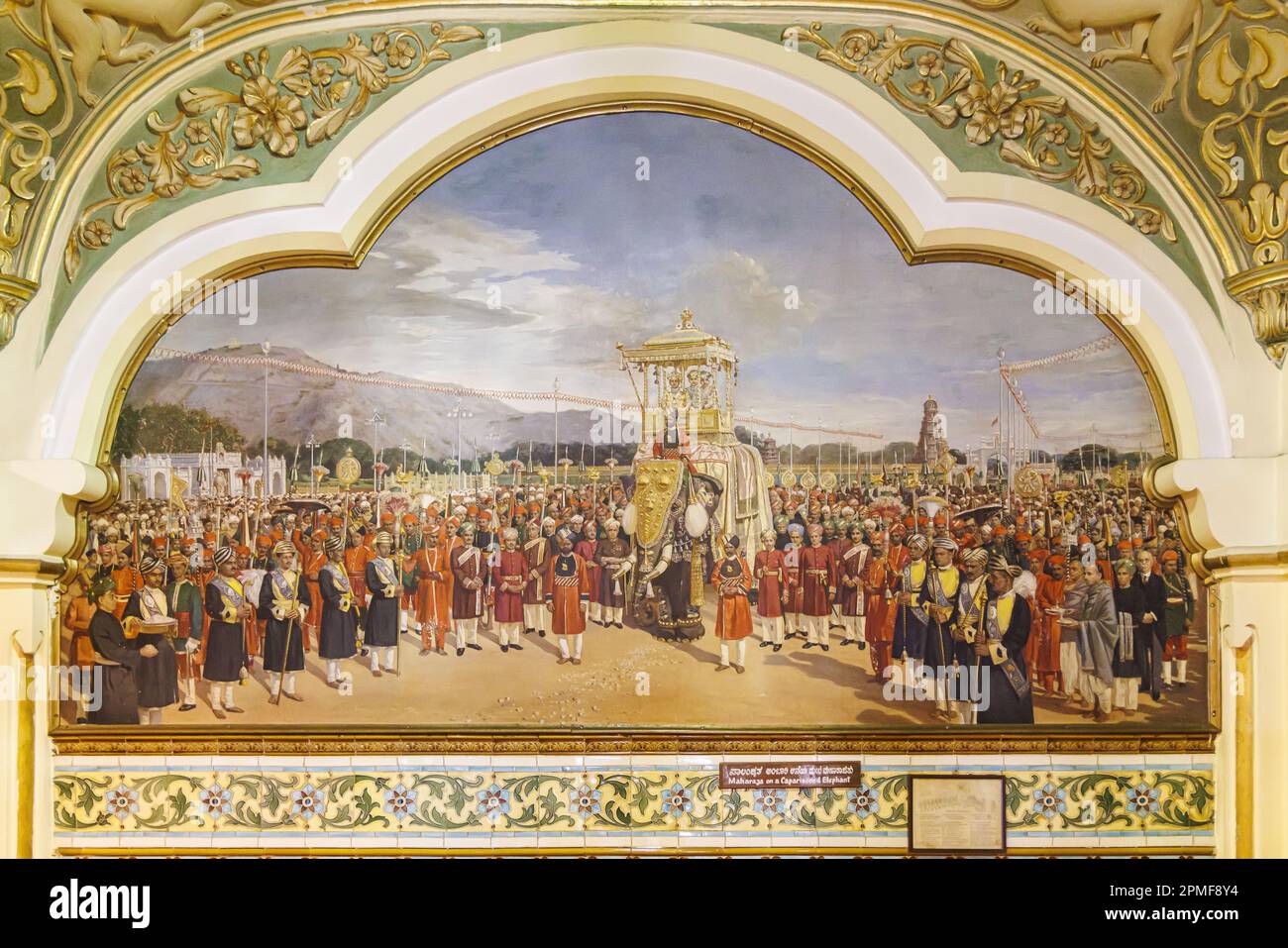 India, Karnataka, Mysore, Mysore Palace, wall painting Stock Photo Alamy