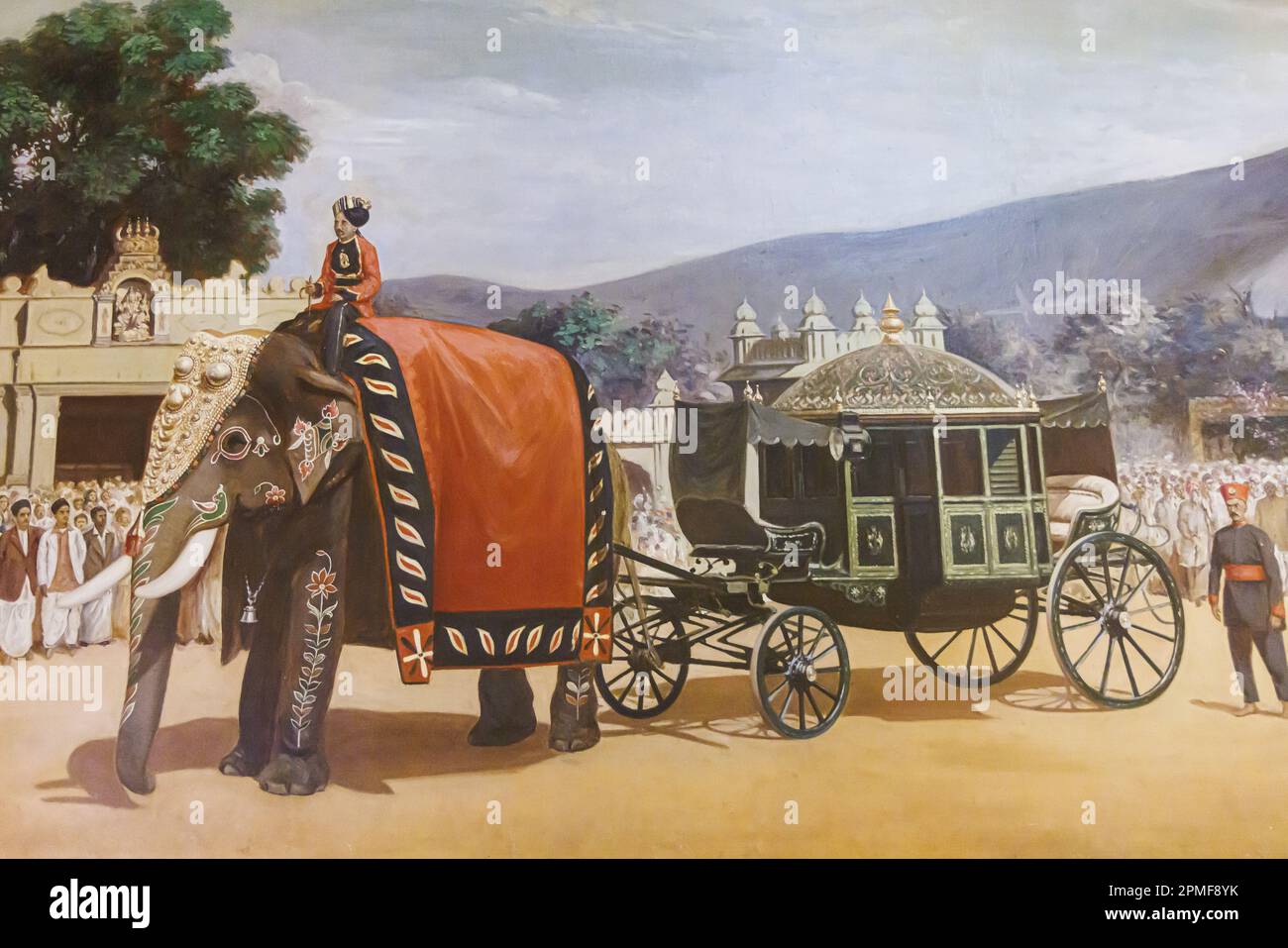 India, Karnataka, Mysore, Mysore Palace, wall painting Stock Photo Alamy