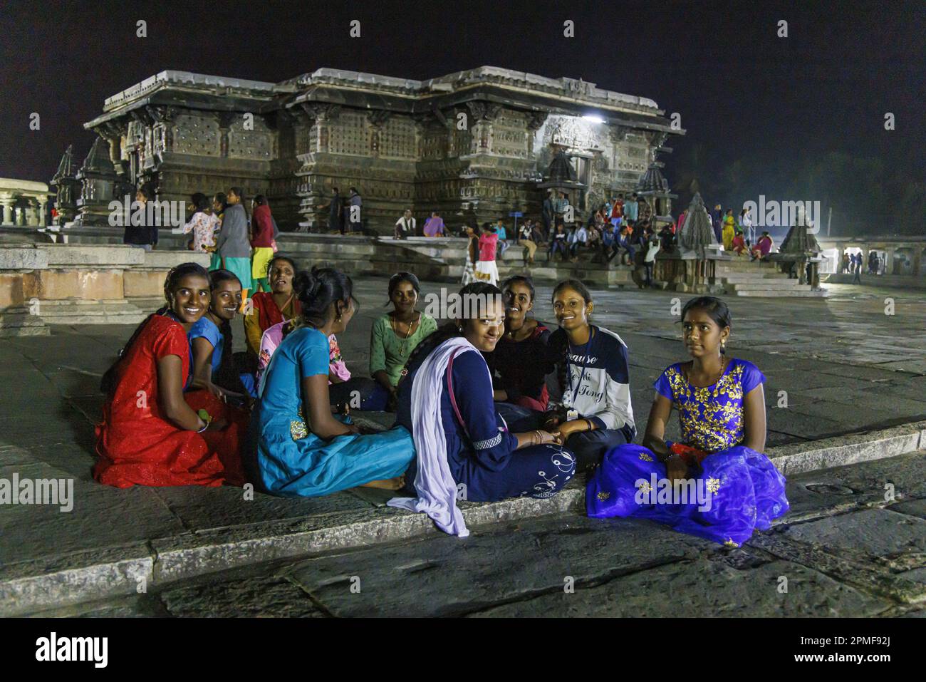 India, Karnataka, Belur, Chennakeshava temple, the temple at night Stock Photo