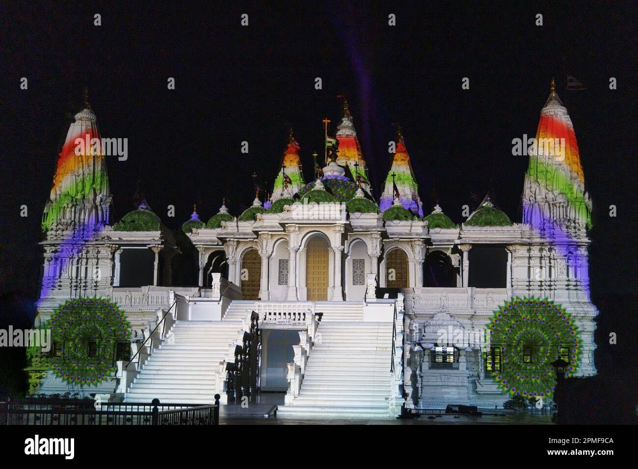 India, Gujarat, Gondal, Shri Swaminarayan Mandir temple during sound
