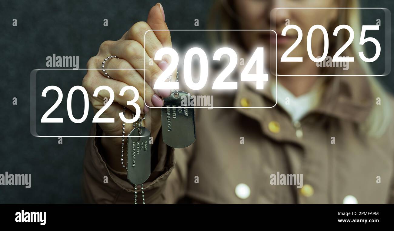 2023 2024 2025 new year concept and business challenge idea Stock Photo
