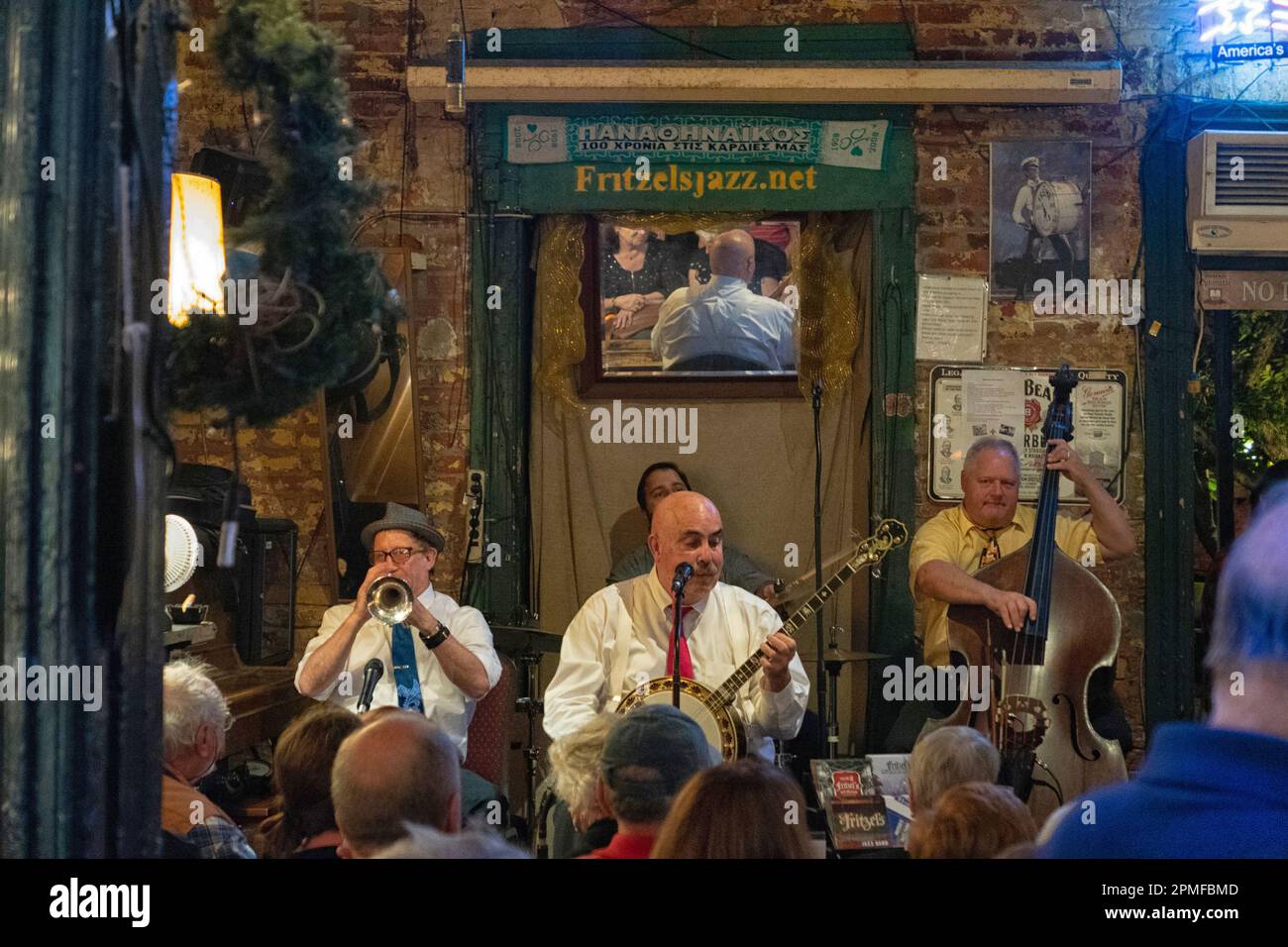 Playing music in Fritzels Jazz club on Bourbon street, New Orleans Stock Photo