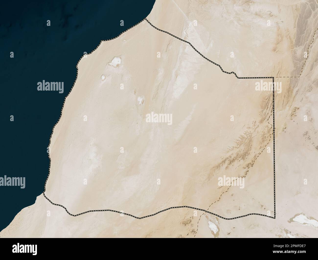 Boujdour, province of Western Sahara. Low resolution satellite map