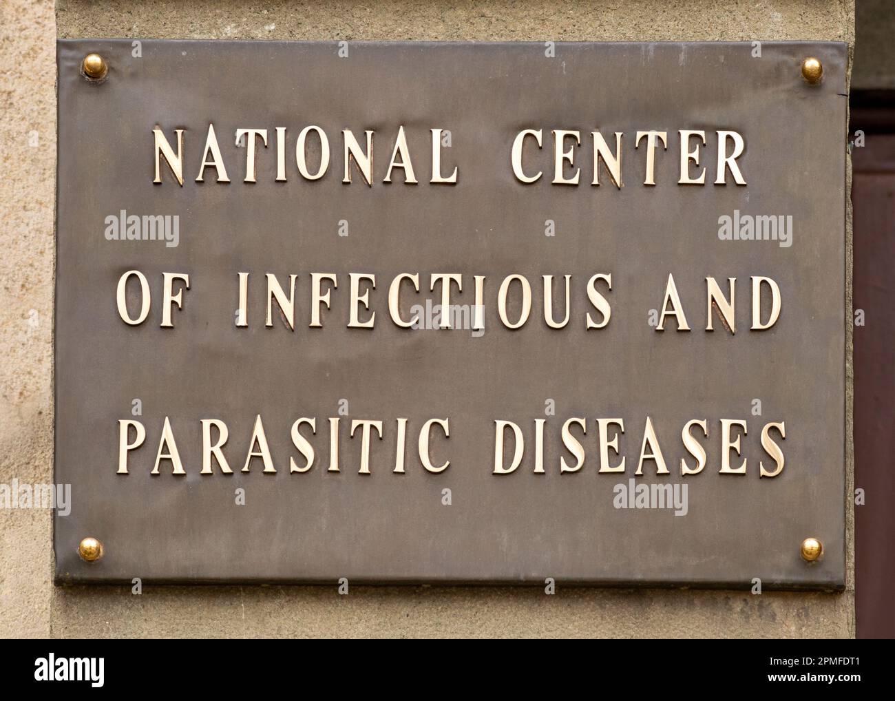 Sign for the National Center for Infectious and Parasitic Diseases in Sofia, Bulgaria, Eastern Europe, Balkans, EU Stock Photo