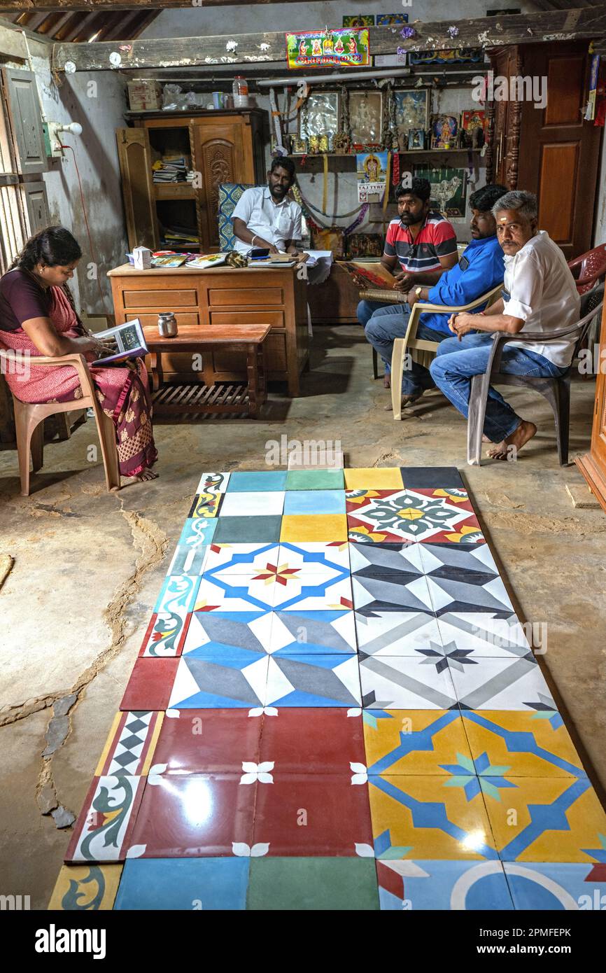 India, Tamil Nadu, tile factory in Athangudi village Stock Photo Alamy
