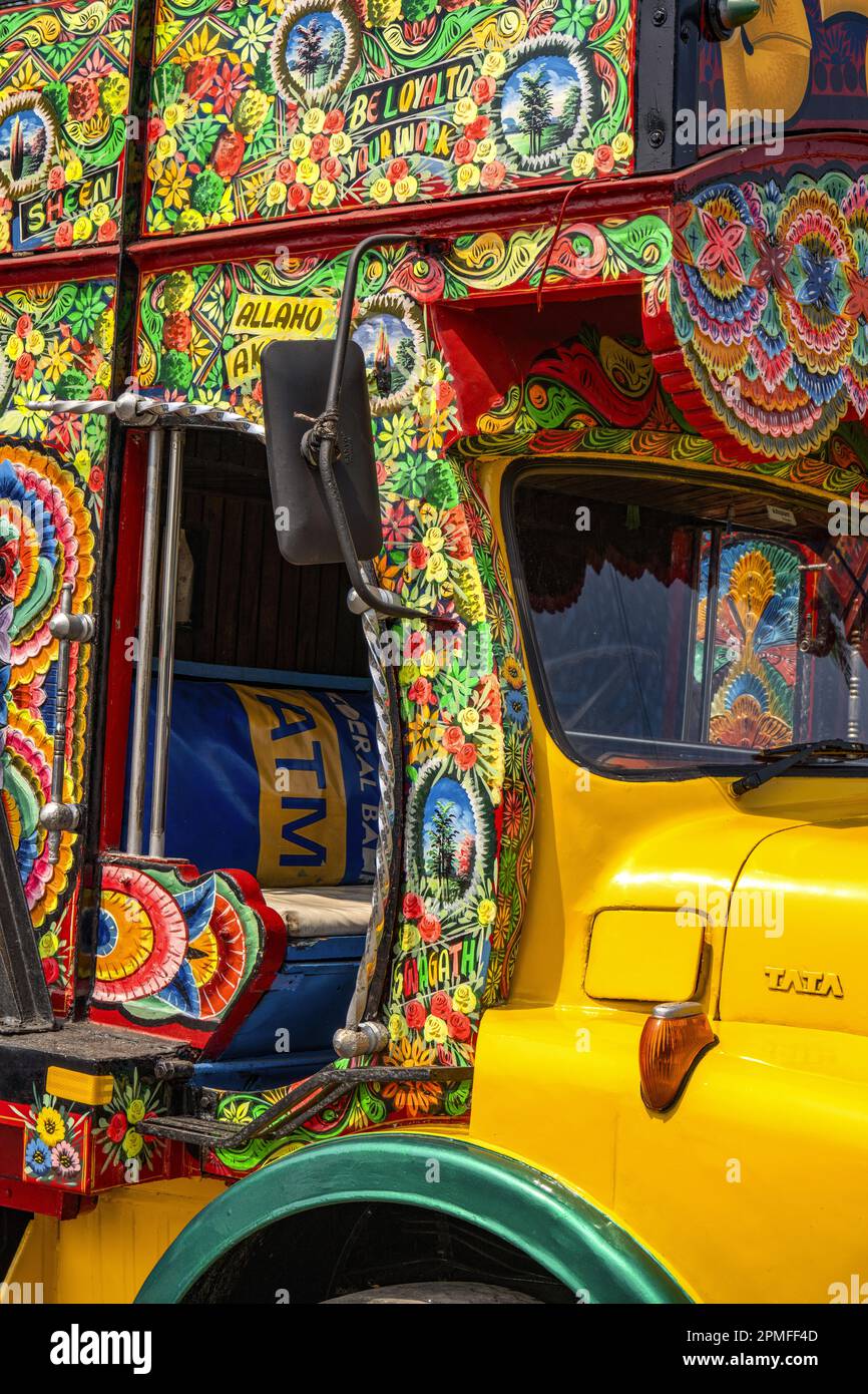 India, Kerala, Kochi, painted trucks Stock Photo