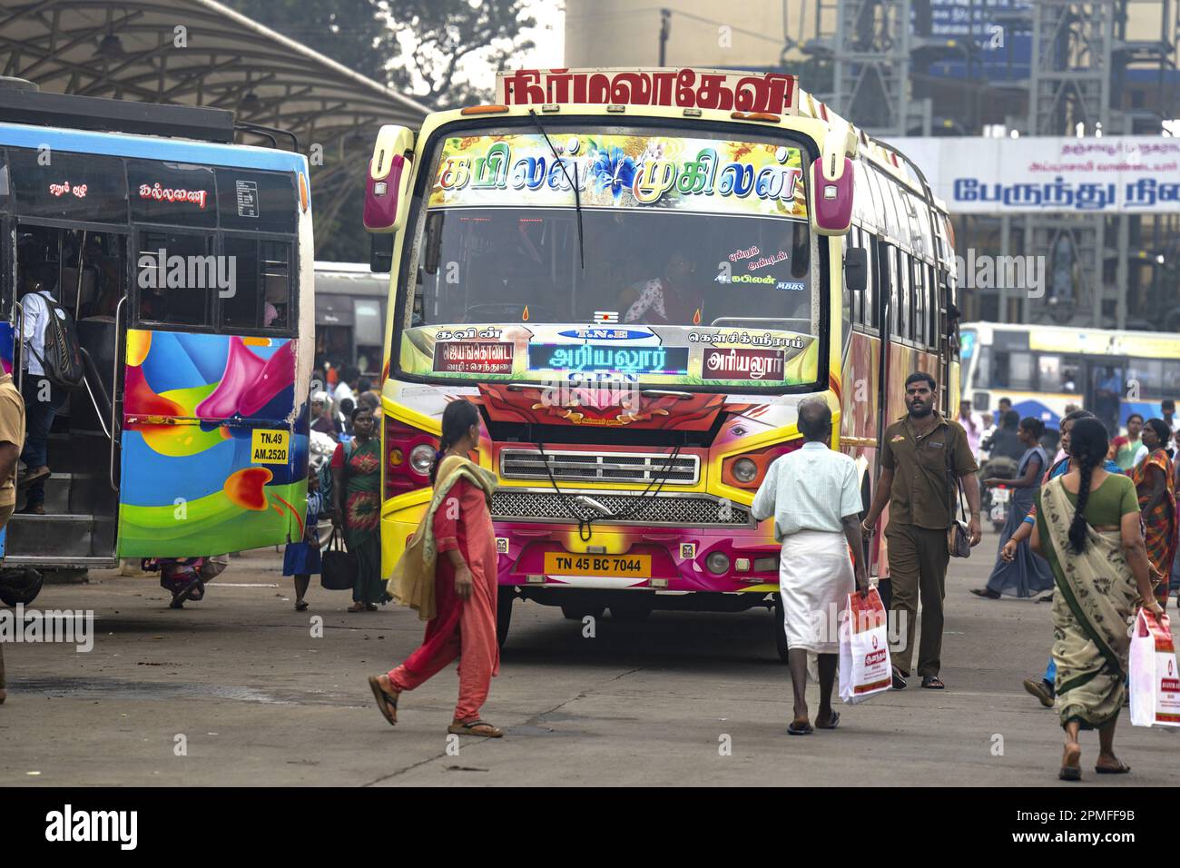 India Tamil Nadu Thanjavur Central Bus Station Stock Photo Alamy