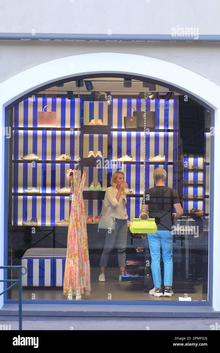 France, Var, Saint Tropez, interior of the Dior women shop Stock