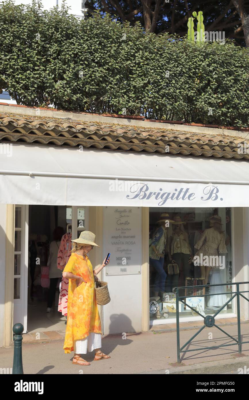 France, Var, Saint Tropez, Rue François Sibilli, storefront of the Brigitte B. Stock Photo