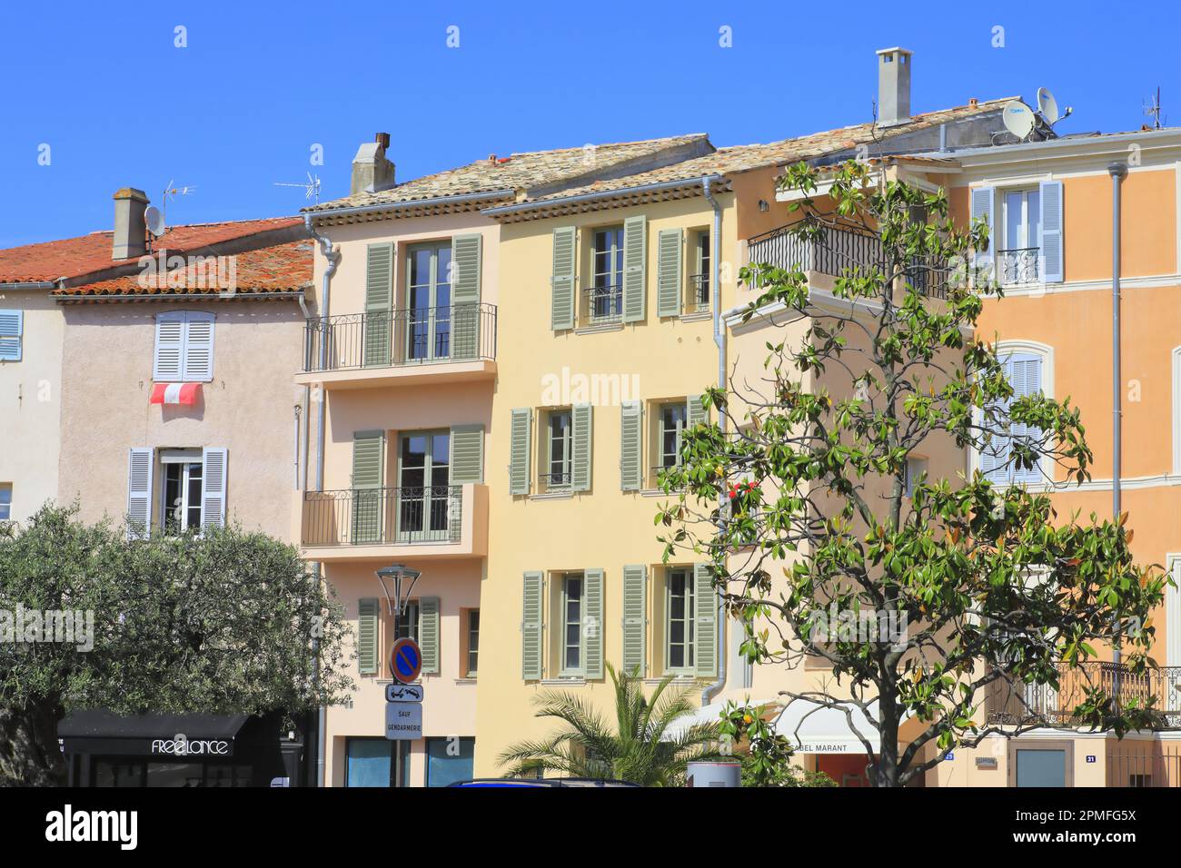 France, Var, Saint Tropez, Rue François Sibilli, Provencal houses Stock Photo