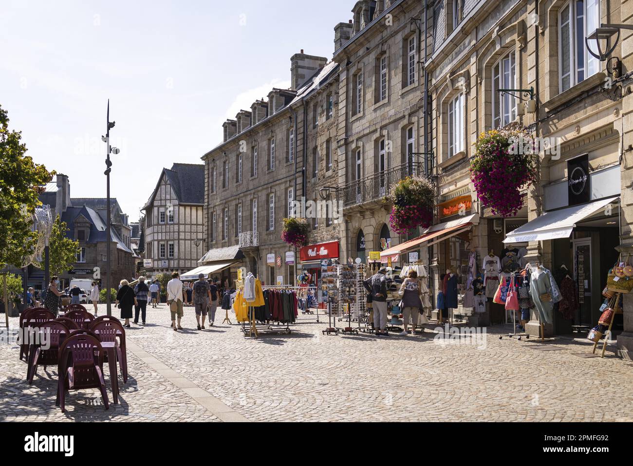 France, Cotes d'Armor, Paimpol, Martray square on a summer day Stock Photo