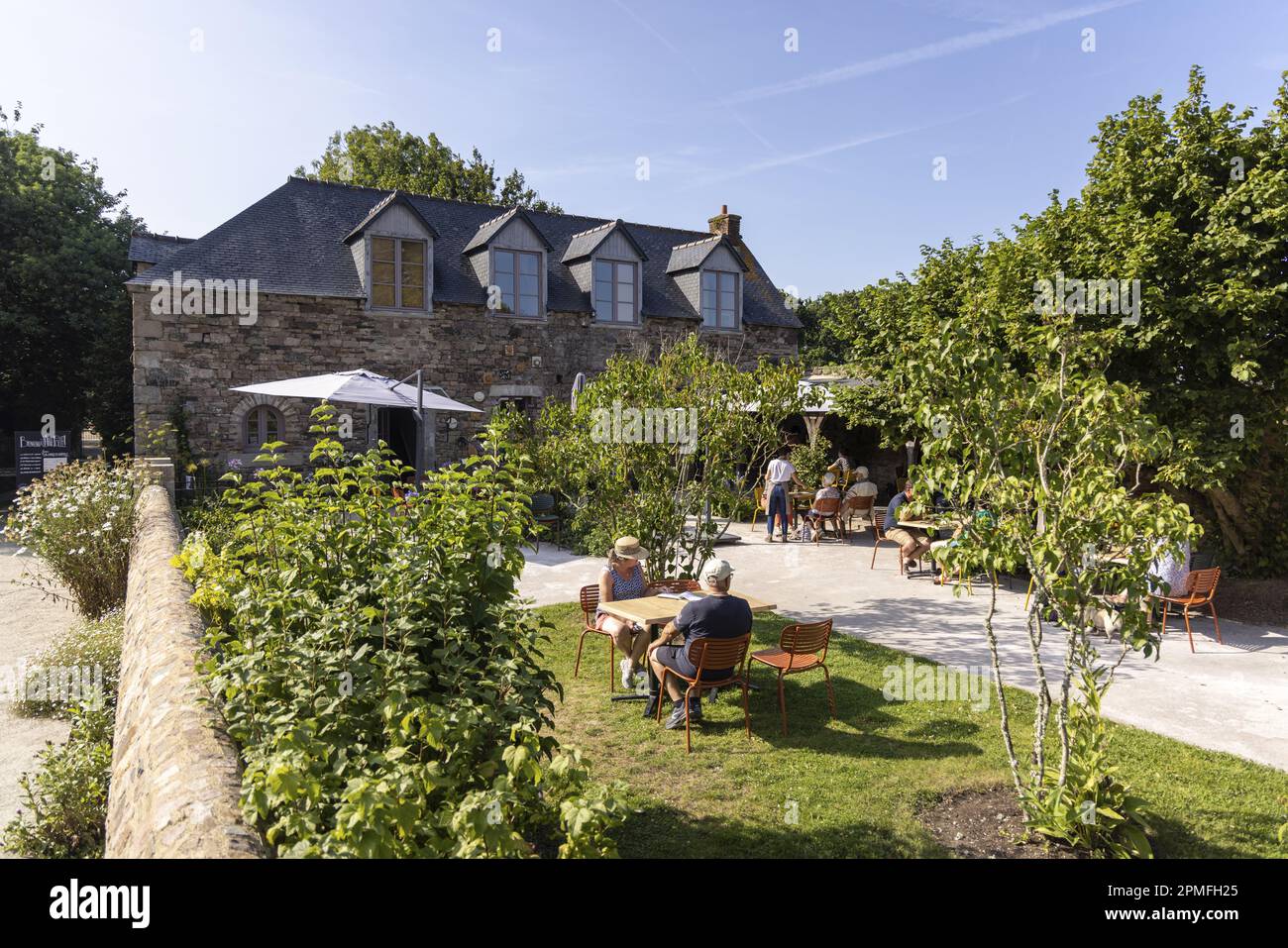 France, Cotes d'Armor, Paimpol, the cafe of the Beauport abbey Stock Photo