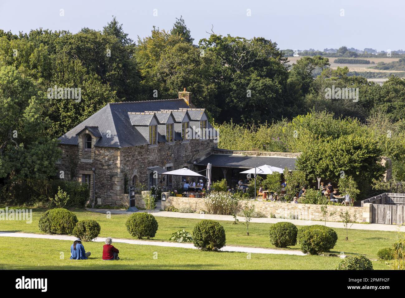 France, Cotes d'Armor, Paimpol, the cafe of the Beauport abbey Stock Photo