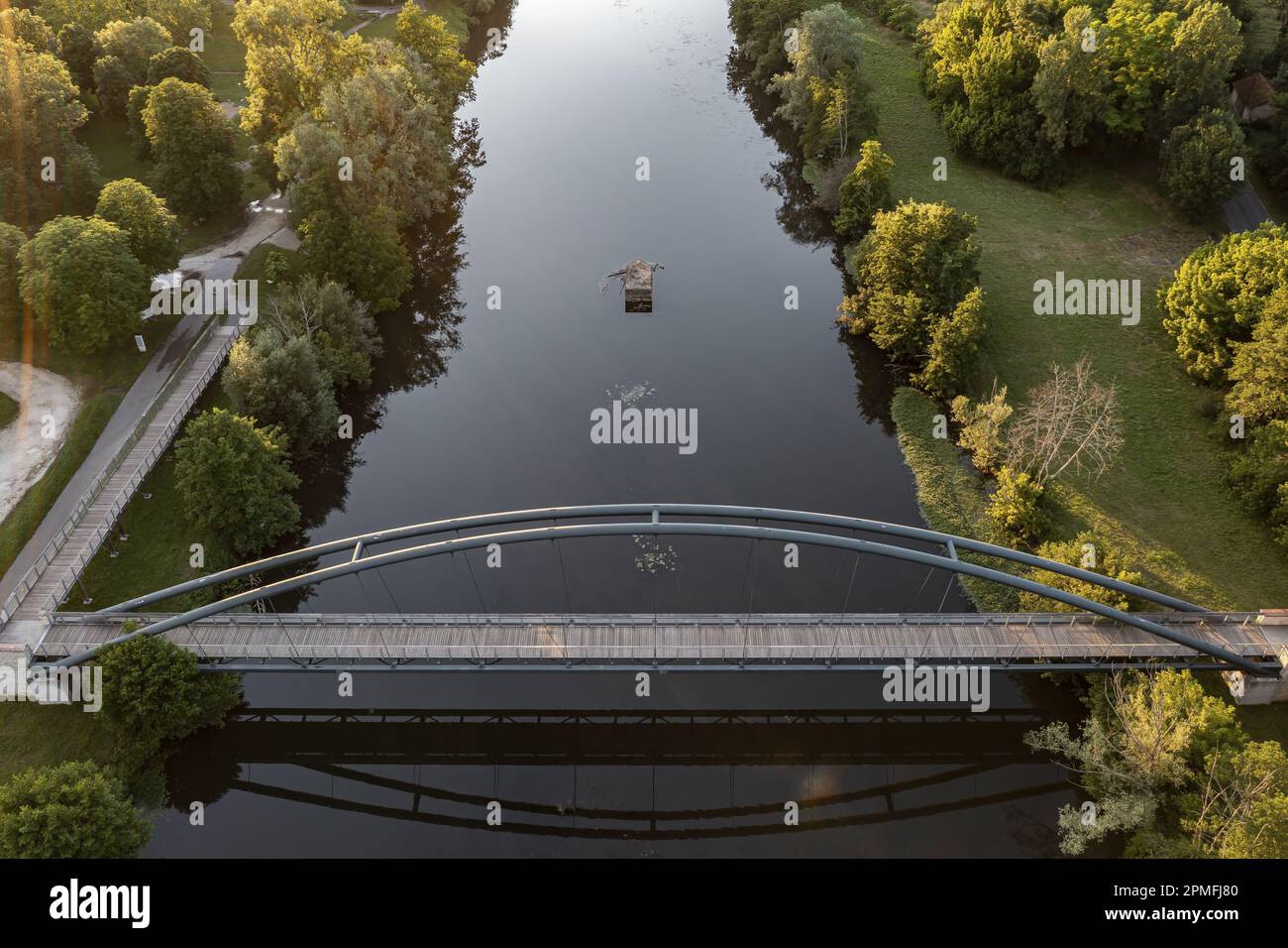 France, Dordogne, White Perigord, Saint-Astier, town of Saint-Astier, (aerial view) Stock Photo