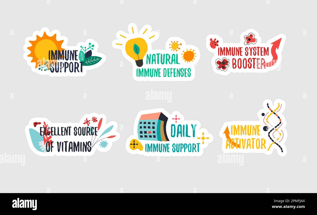 Immmunology Sticker Immune booster label design hi-res stock photography and images - Alamy