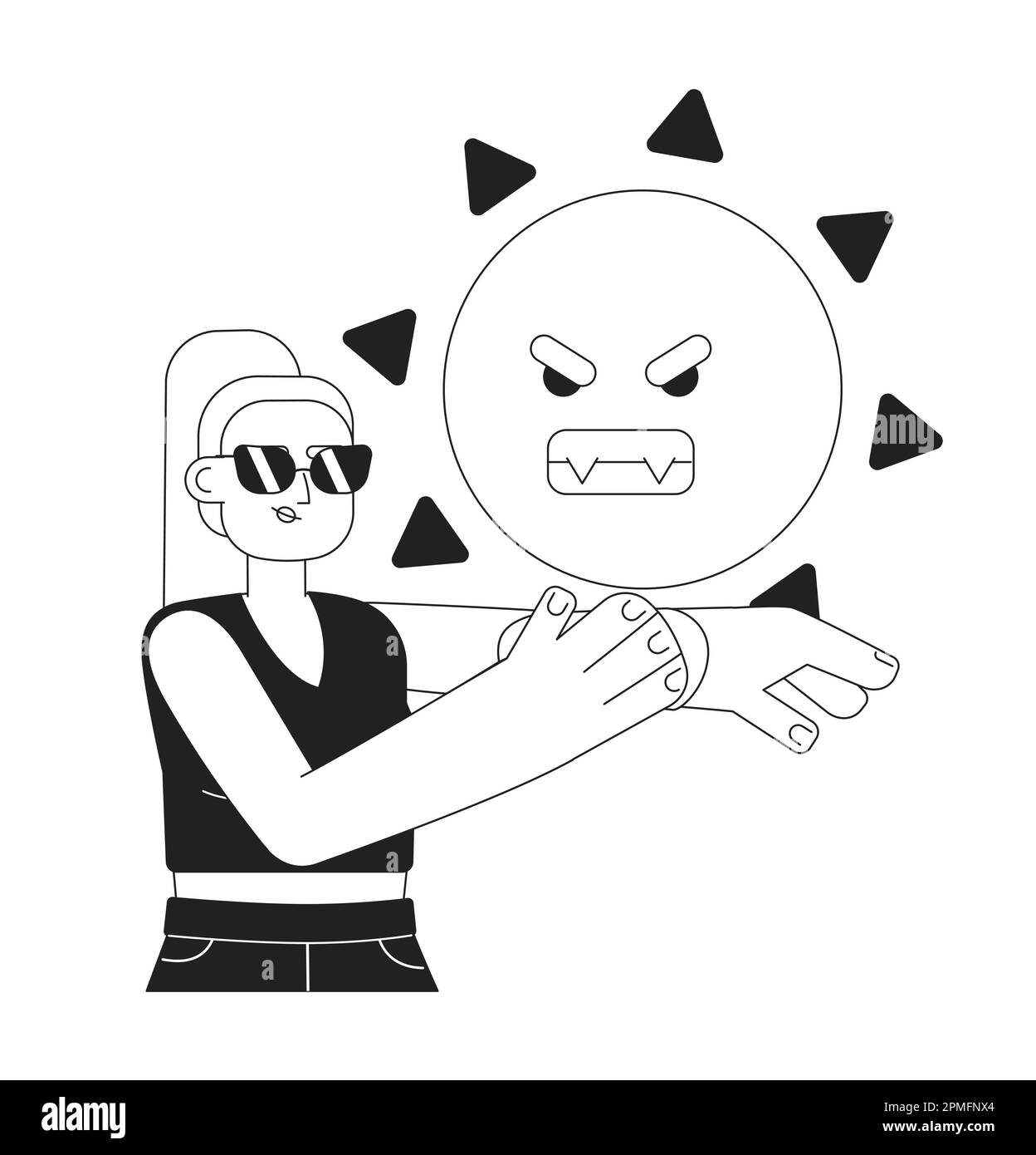 Protect from sun UV rays monochrome concept vector spot illustration ...