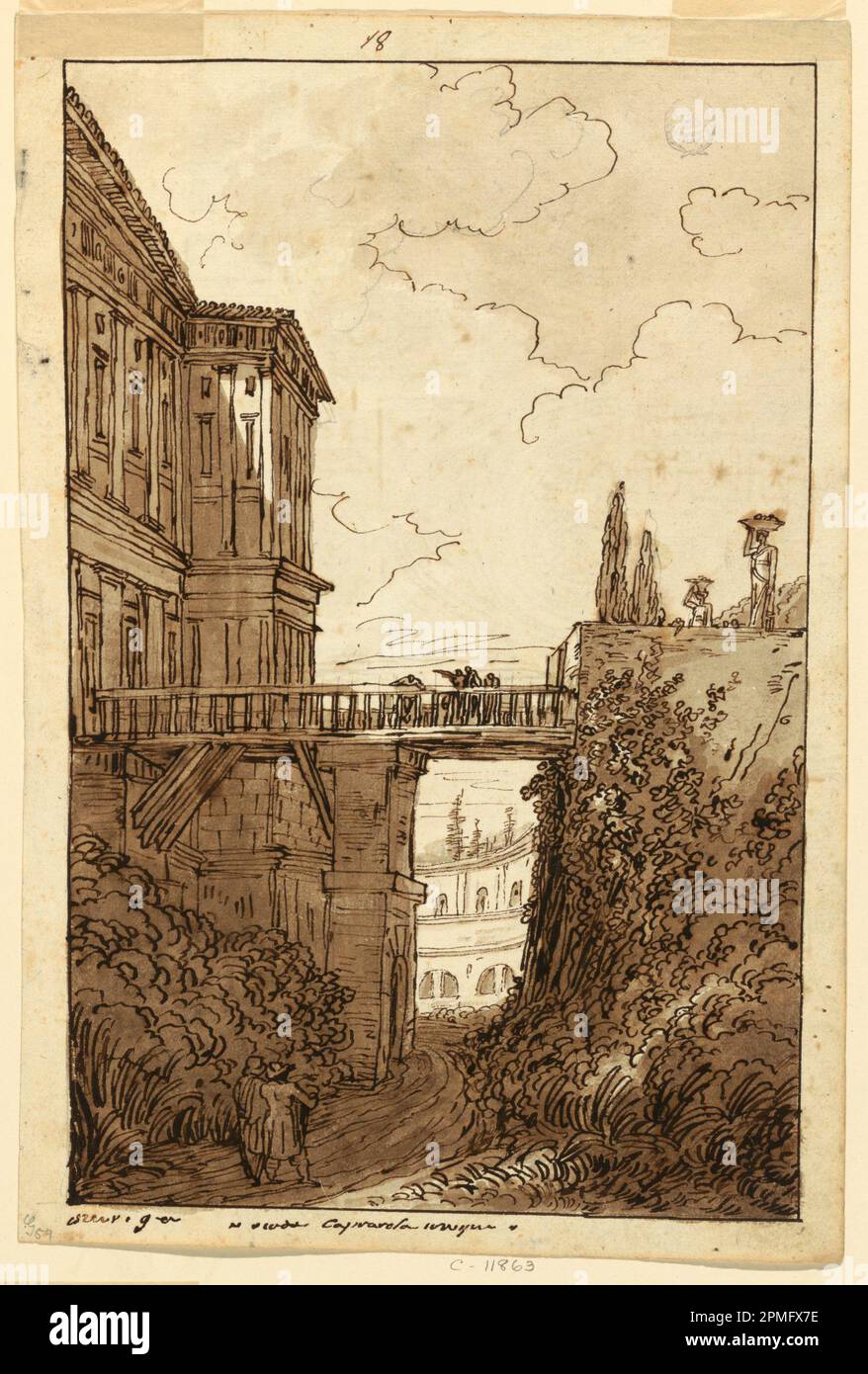 Drawing, Villa Farnese: in the Moat of Caprarola; Felice Giani